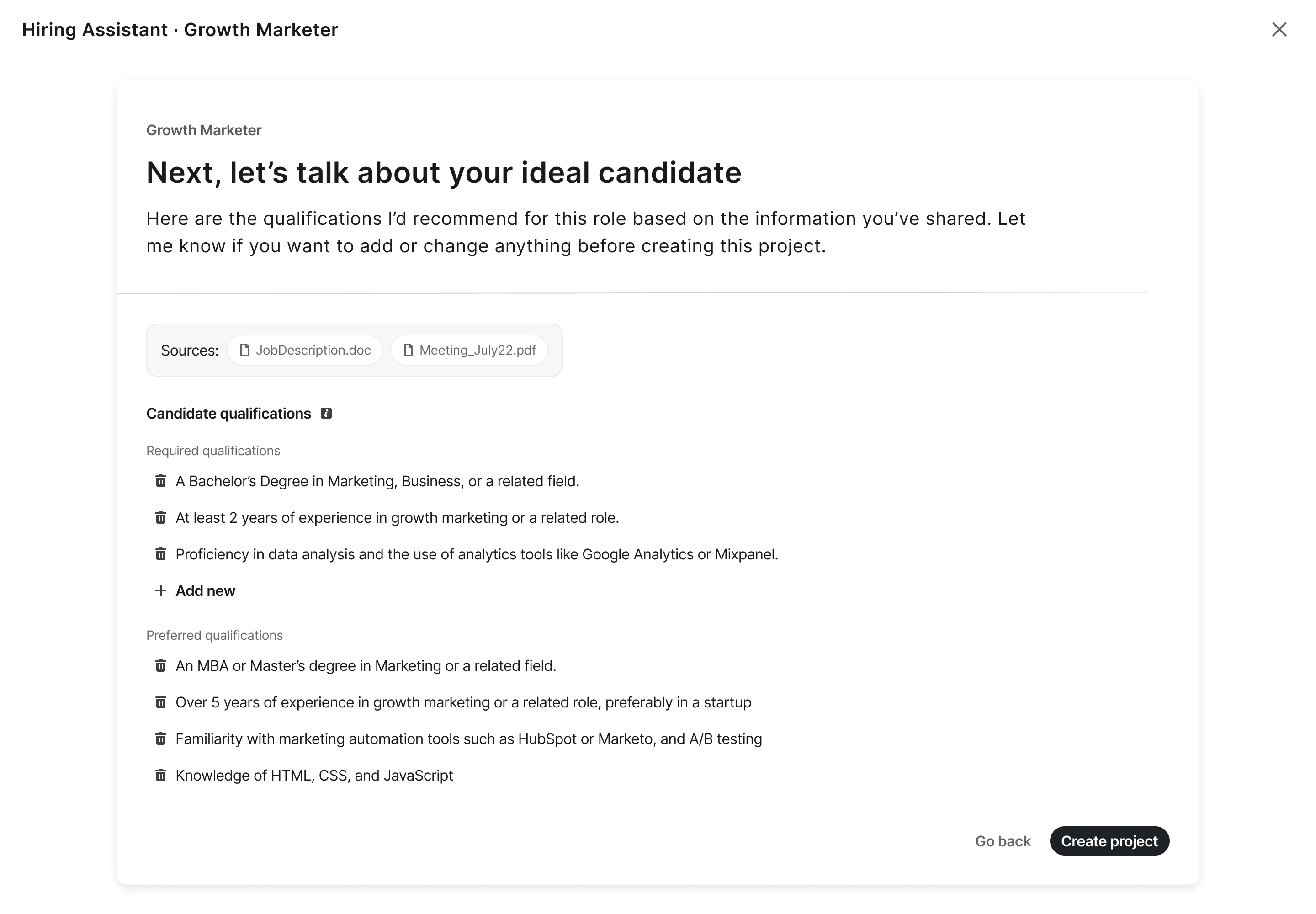 Early full-screen intake exploration with a system-level title and no Hiring Assistant branding.