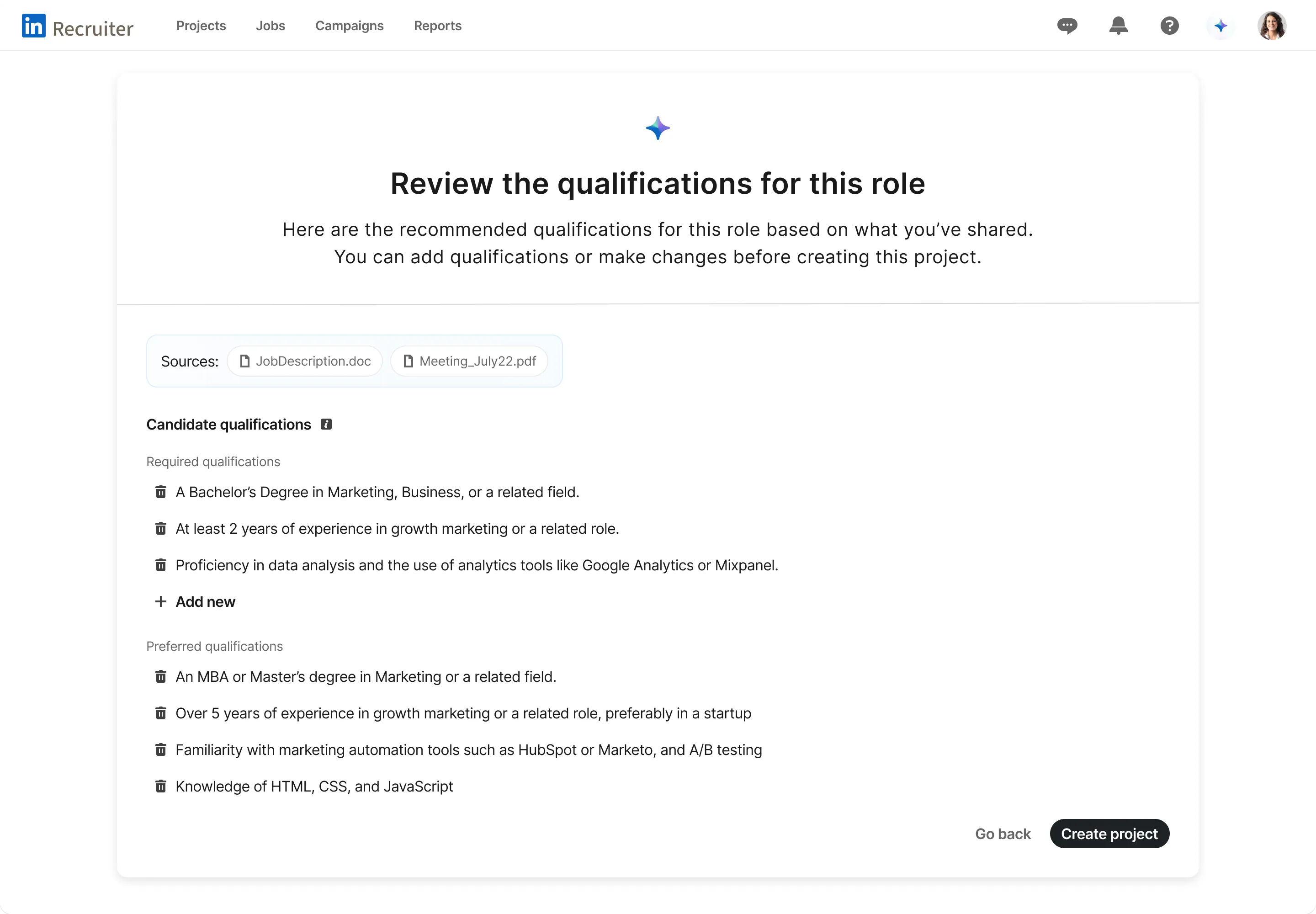 Combined first-person header exploration rendered inside the Recruiter shell.